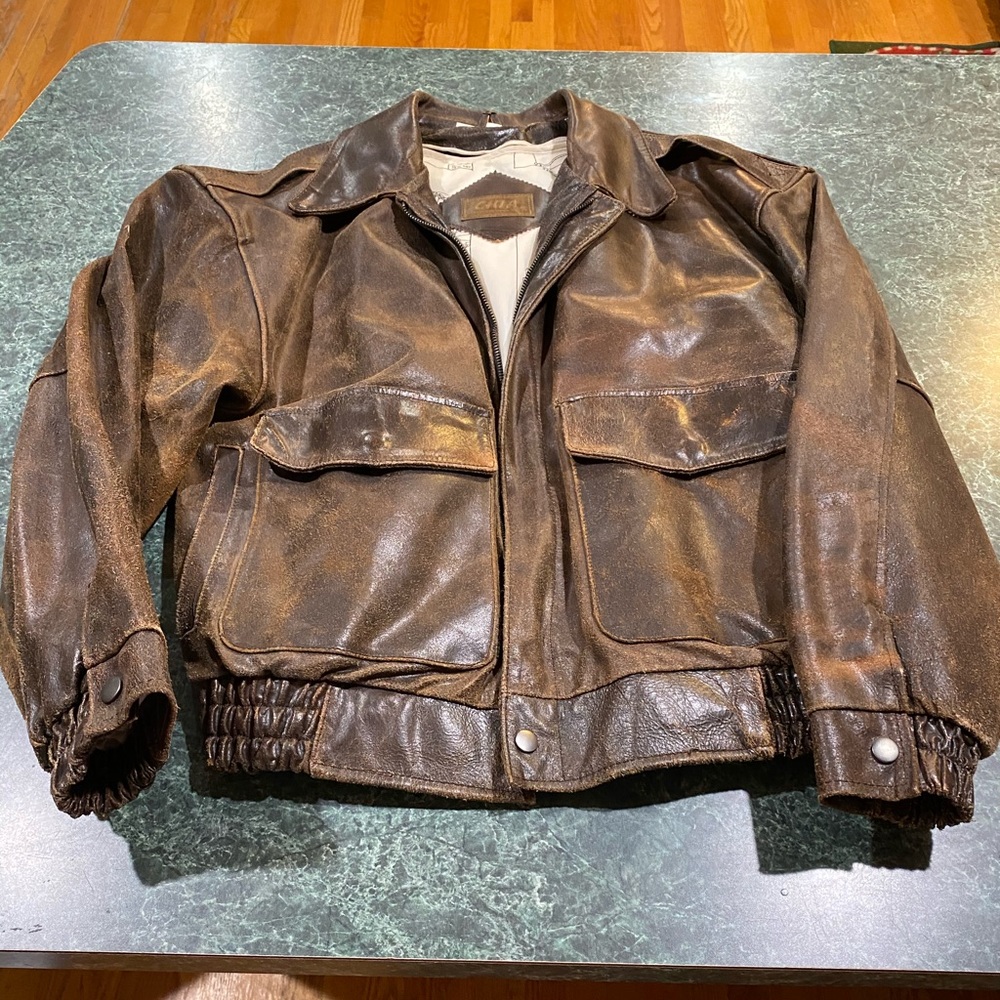 Vintage CHIA Military Leather Bomber Flight Jacket